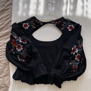 Free people embroidered key hole top